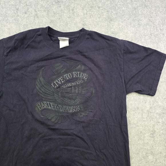 VTG Harley Davidson Motorcycle T Shirt Mens Medium Black Live To Ride Eagle CT - Picture 2 of 10